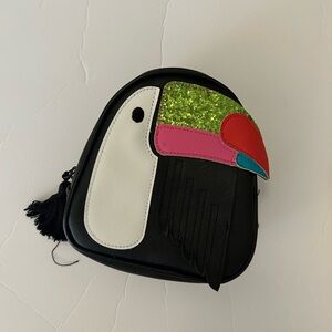 Toucan Design Black Crossbody Bag
